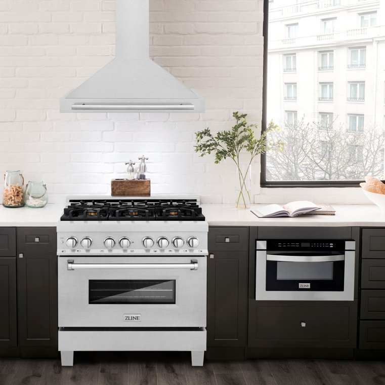 ZLINE 36 Inch DuraSnow® Stainless Steel Range Hood with Stainless Steel Handle, KB4SNX-36 - Smart Kitchen Lab