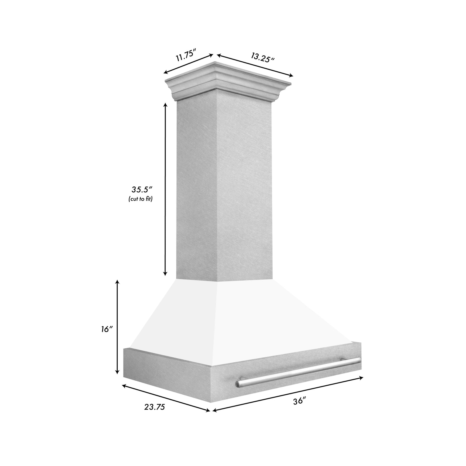 ZLINE 36 Inch DuraSnow® Stainless Steel Range Hood with White Matte Shell, 8654SNX-WM-36 - Smart Kitchen Lab