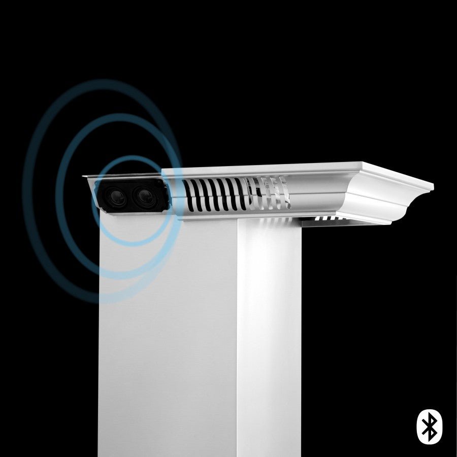 ZLINE 42 in. Stainless Steel Wall Range Hood with Built-in CrownSound® Bluetooth Speakers, KL3CRN-BT-42 - Smart Kitchen Lab
