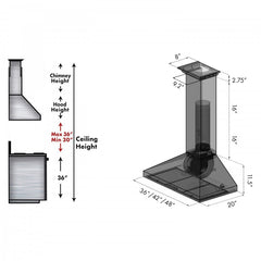 ZLINE 42 in. Stainless Steel Wall Range Hood with Built-in CrownSound® Bluetooth Speakers, KL3CRN-BT-42 - Smart Kitchen Lab