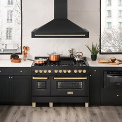 ZLINE 48 in. Autograph Edition Black Stainless Steel Range Hood with Gold Handle, BS655Z-48-G - Smart Kitchen Lab