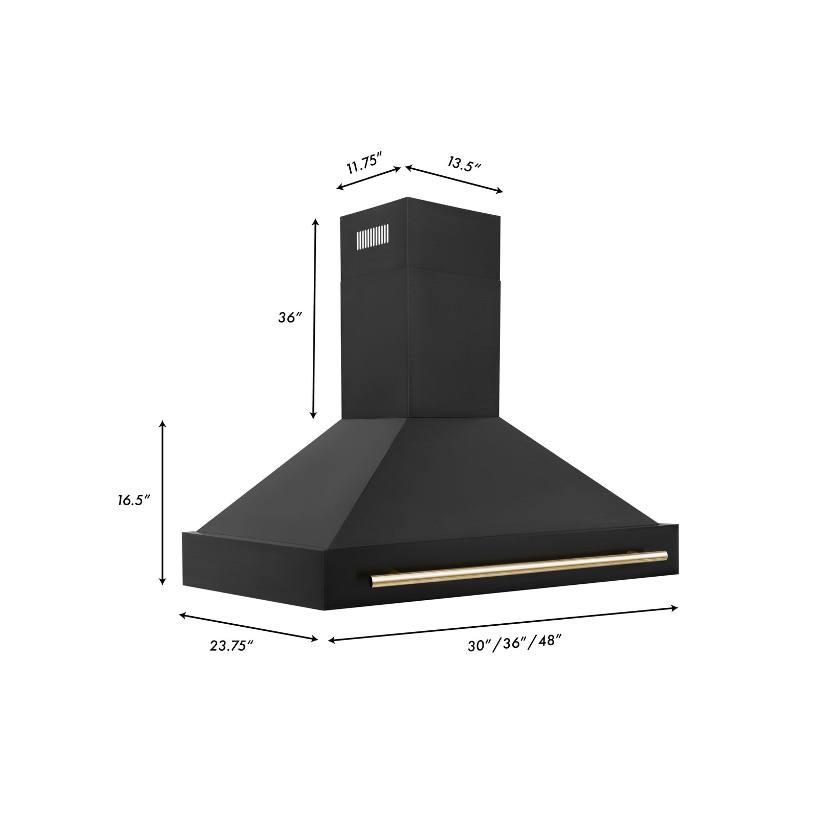 ZLINE 48 in. Autograph Edition Black Stainless Steel Range Hood with Gold Handle, BS655Z-48-G - Smart Kitchen Lab