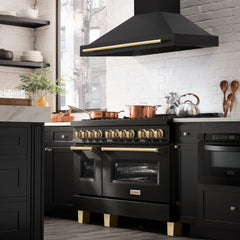 ZLINE 48 in. Autograph Edition Black Stainless Steel Range Hood with Gold Handle, BS655Z-48-G - Smart Kitchen Lab