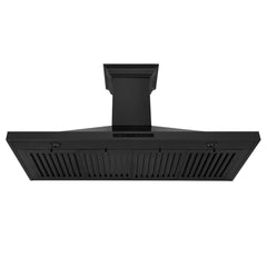 ZLINE 48 in. Black Stainless Steel Indoor Wall Range Hood with BlueTooth Crown Molding, BSKBNCRN-BT-48 - Smart Kitchen Lab