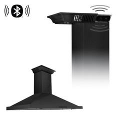 ZLINE 48 in. Black Stainless Steel Indoor Wall Range Hood with BlueTooth Crown Molding, BSKBNCRN-BT-48 - Smart Kitchen Lab