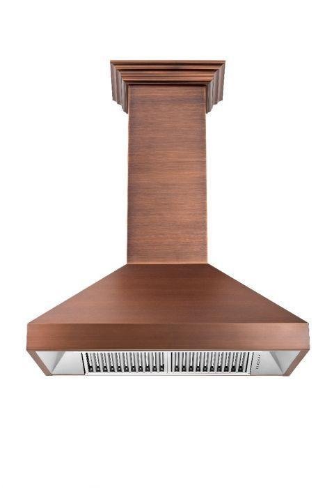 ZLINE 48 in. Copper Wall Range Hood with Crown Molding, 8667C-48 - Smart Kitchen Lab