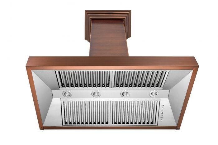 ZLINE 48 in. Copper Wall Range Hood with Crown Molding, 8667C-48 - Smart Kitchen Lab