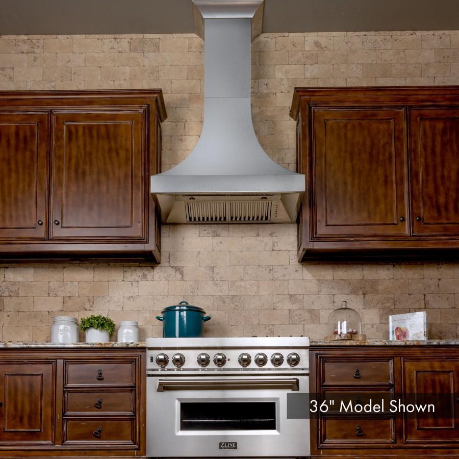 ZLINE 48 in. Designer Series DuraSnow® Stainless Finish Indoor Wall Range Hood, 8632S-48 - Smart Kitchen Lab