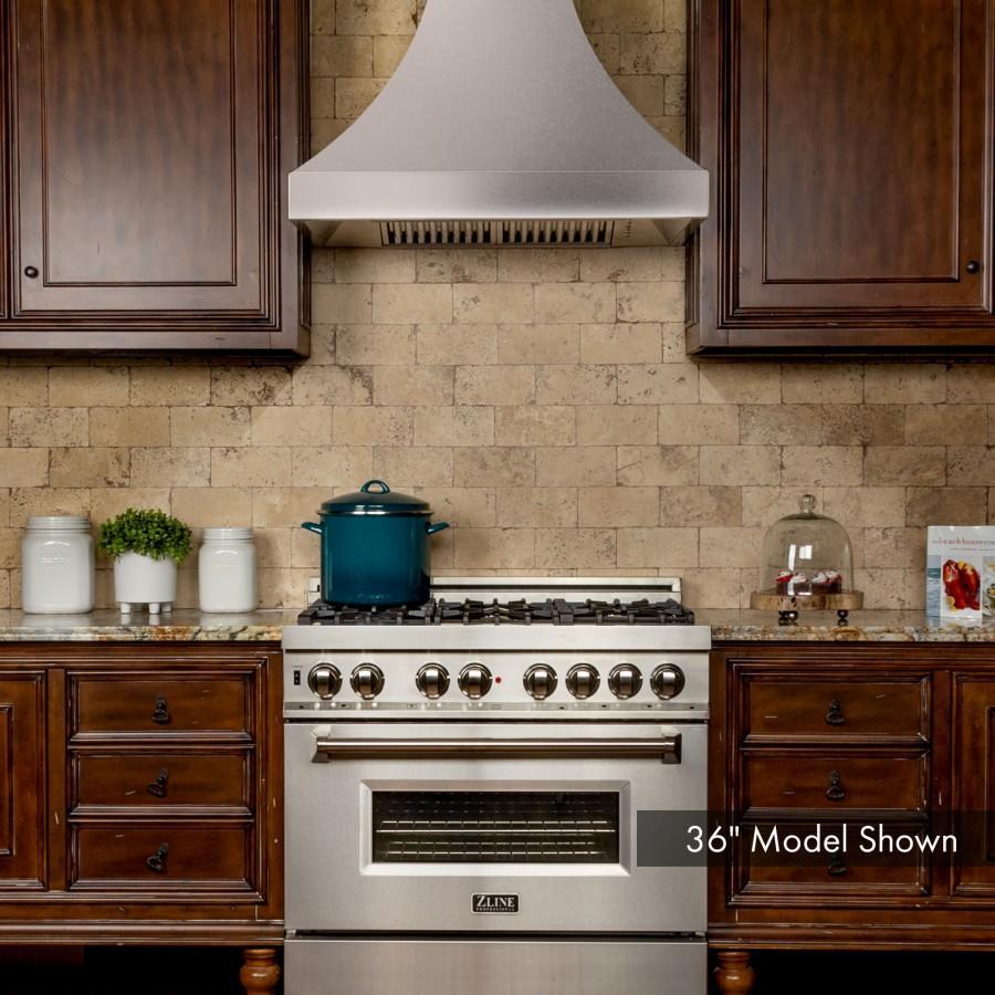 ZLINE 48 in. Designer Series DuraSnow® Stainless Finish Indoor Wall Range Hood, 8632S-48 - Smart Kitchen Lab
