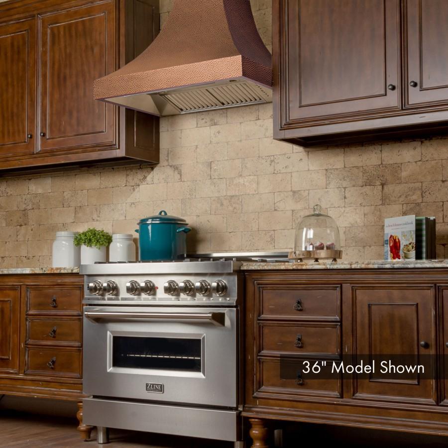 ZLINE 48 in. Designer Series Hand-Hammered Copper Finish Wall Range Hood, 8632H-48 - Smart Kitchen Lab