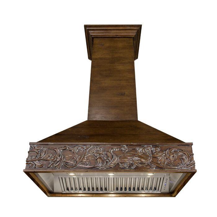 ZLINE 48 in. Designer Wooden Wall Mount Range Hood in Walnut, 373RR-48 - Smart Kitchen Lab