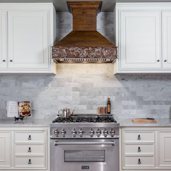 ZLINE 48 in. Designer Wooden Wall Mount Range Hood in Walnut, 373RR-48 - Smart Kitchen Lab