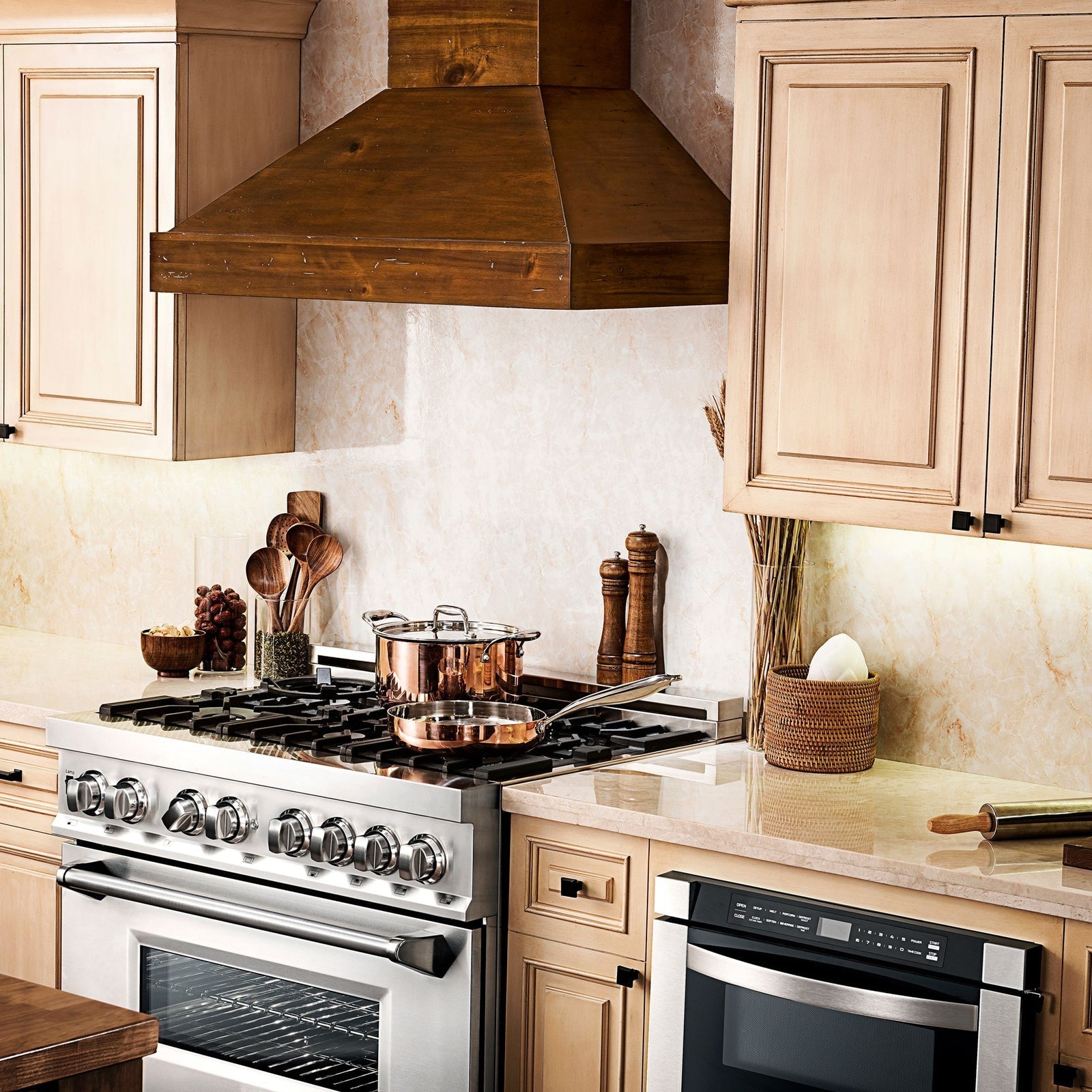 ZLINE 48 in. Designer Wooden Wall Mount Range Hood in Walnut, KBRR-48 - Smart Kitchen Lab
