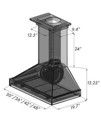 ZLINE 48 in. Designer Wooden Wall Mount Range Hood in Walnut, KBRR-48 - Smart Kitchen Lab