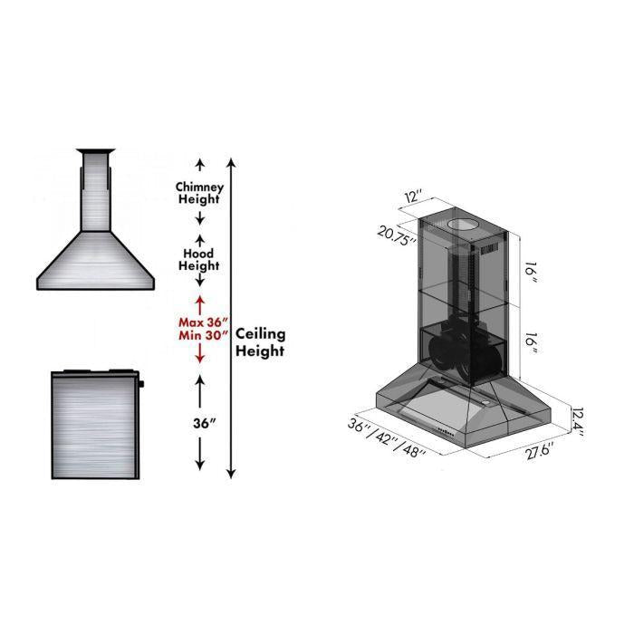 ZLINE 48 in. Ducted Island Mount Range Hood in Outdoor Approved Stainless Steel, 697i-304-48 - Smart Kitchen Lab