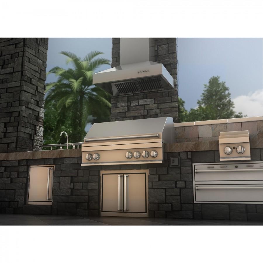 ZLINE 48 in. Ducted Wall Mount Range Hood in Outdoor Approved Stainless Steel, 697-304-48 - Smart Kitchen Lab