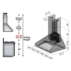 ZLINE 48 in. Ducted Wall Mount Range Hood in Outdoor Approved Stainless Steel, 697-304-48 - Smart Kitchen Lab