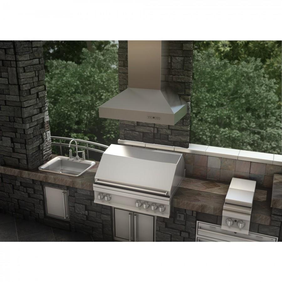 ZLINE 48 in. Ducted Wall Mount Range Hood in Outdoor Approved Stainless Steel, 697-304-48 - Smart Kitchen Lab