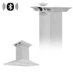 ZLINE 48 in. Island Mount Range Hood in Stainless Steel with Built-in CrownSound Bluetooth Speakers, GL2iCRN-BT-48 - Smart Kitchen Lab