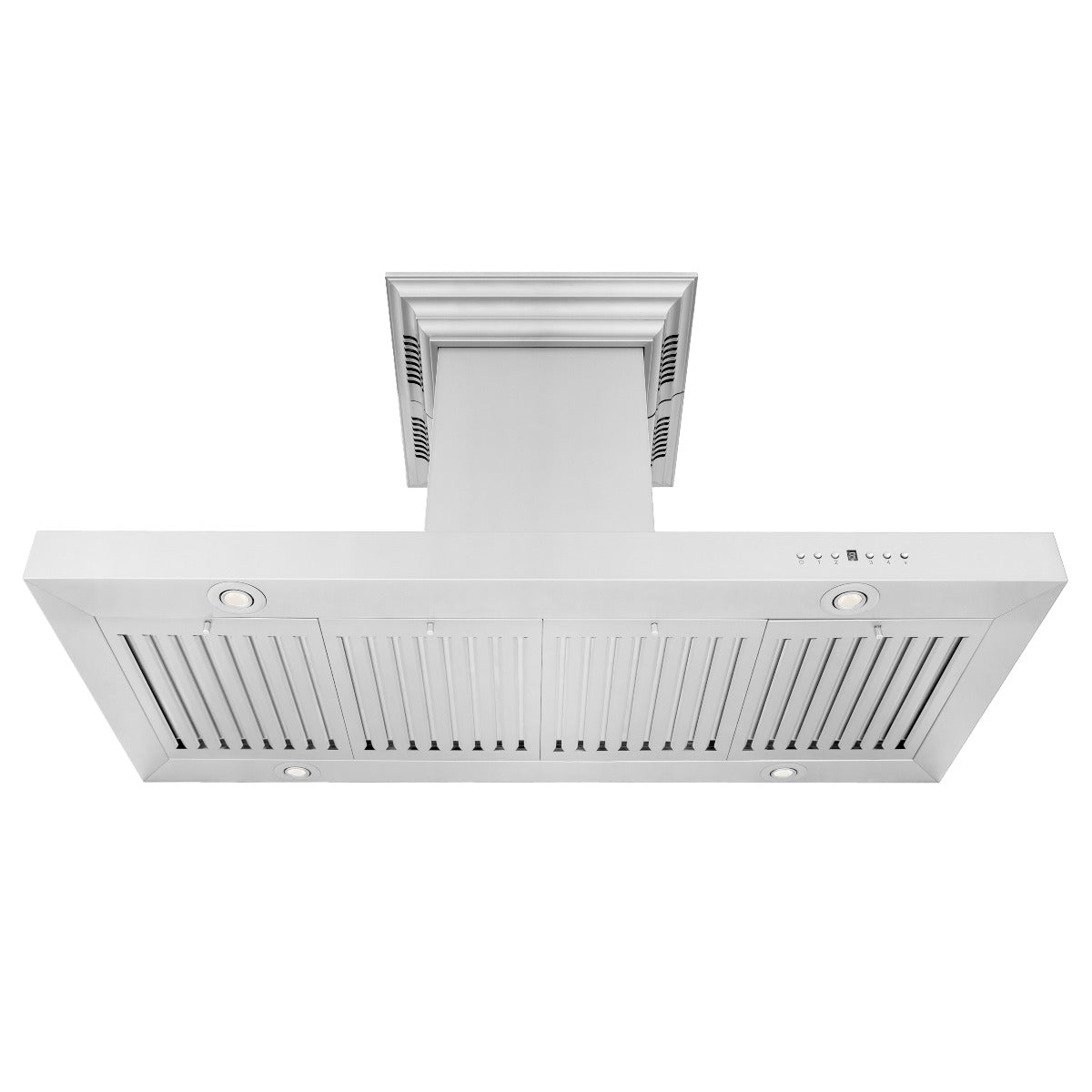 ZLINE 48 in. Island Mount Range Hood in Stainless Steel with Built-in CrownSound‚ Bluetooth Speakers, KE2iCRN-BT-48 - Smart Kitchen Lab