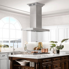 ZLINE 48 in. Island Mount Range Hood in Stainless Steel with Built-in CrownSound‚ Bluetooth Speakers, KE2iCRN-BT-48 - Smart Kitchen Lab