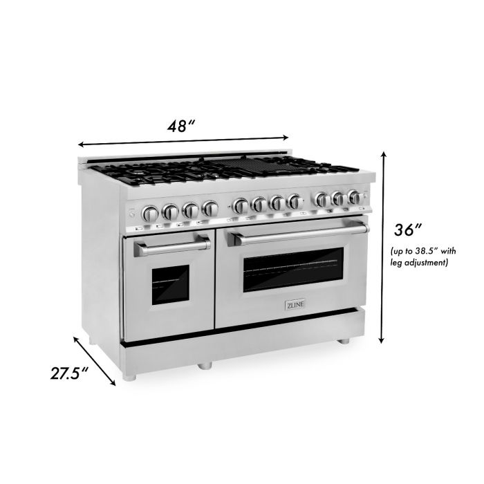 ZLINE 48 in. Professional Gas Burner and Electric Oven in Stainless Steel, RA48 - Smart Kitchen Lab