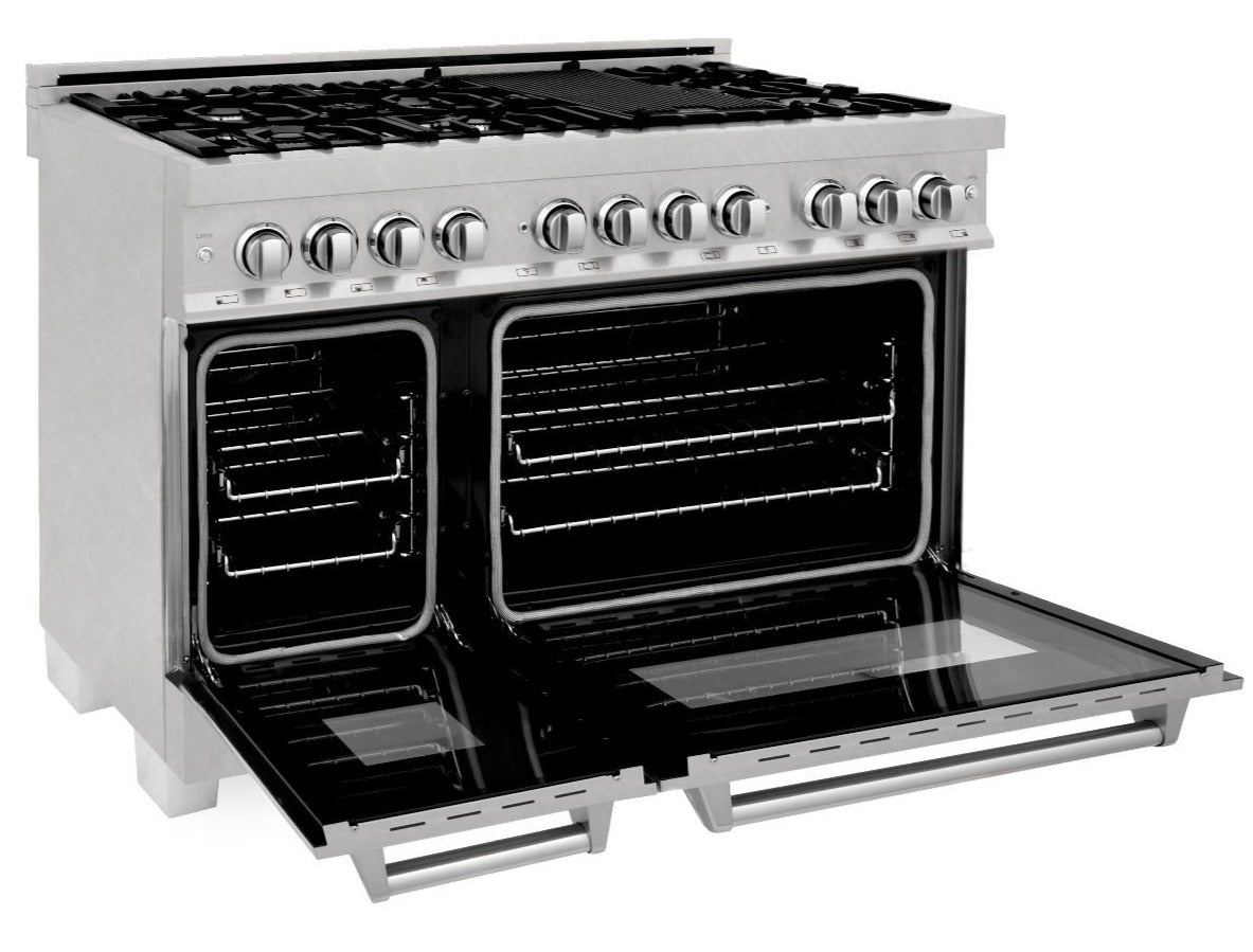 ZLINE 48 in. Professional Gas Burner/Electric Oven in DuraSnow® Stainless with 6.0 cu.ft. Oven, RAS-SN-48 - Smart Kitchen Lab