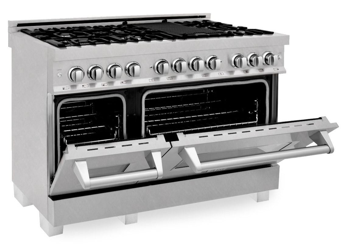 ZLINE 48 in. Professional Gas Burner/Electric Oven in DuraSnow® Stainless with 6.0 cu.ft. Oven, RAS-SN-48 - Smart Kitchen Lab