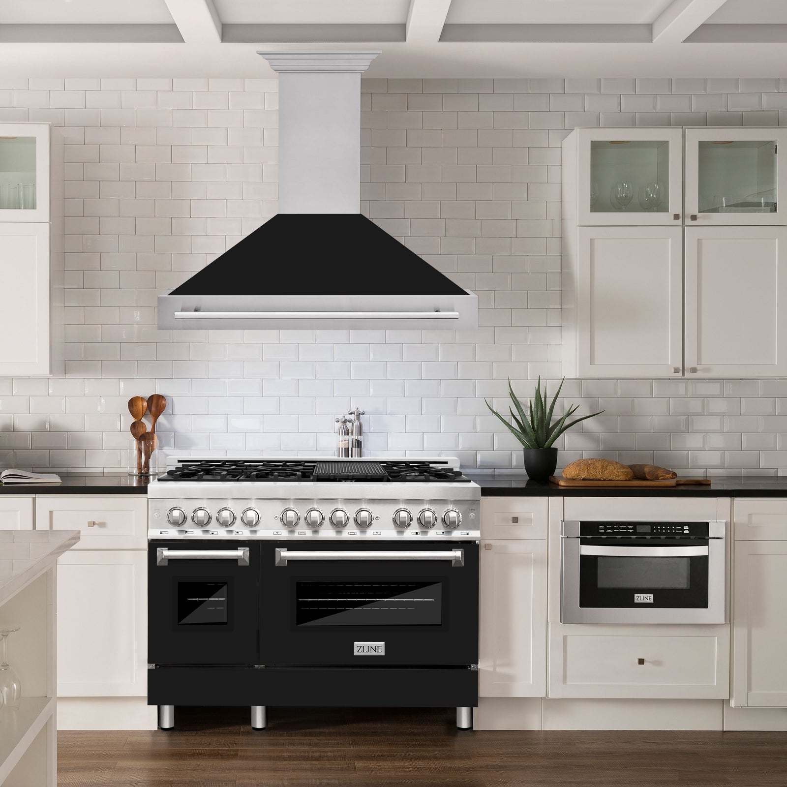 ZLINE 48 In. Stainless Steel Range Hood with Black Matte Shell and Stainless Steel Handle, 8654STX-BLM-48 - Smart Kitchen Lab