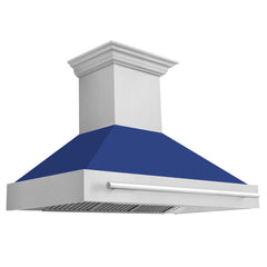 ZLINE 48 In. Stainless Steel Range Hood with Blue Matte Shell, 8654STX-BM48 - Smart Kitchen Lab