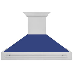 ZLINE 48 In. Stainless Steel Range Hood with Blue Matte Shell and Stainless Steel Handle, 8654STX-BM-48 - Smart Kitchen Lab