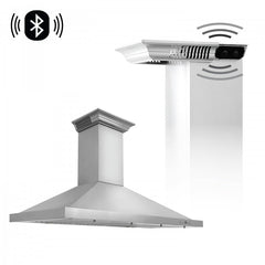ZLINE 48 in. Stainless Steel Wall Range Hood with Built-in CrownSound® Bluetooth Speakers, KBCRN-BT-48 - Smart Kitchen Lab