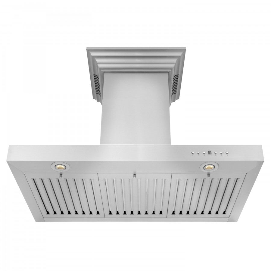 ZLINE 48 in. Stainless Steel Wall Range Hood with Built-in CrownSound® Bluetooth Speakers, KECRN-BT-48 - Smart Kitchen Lab