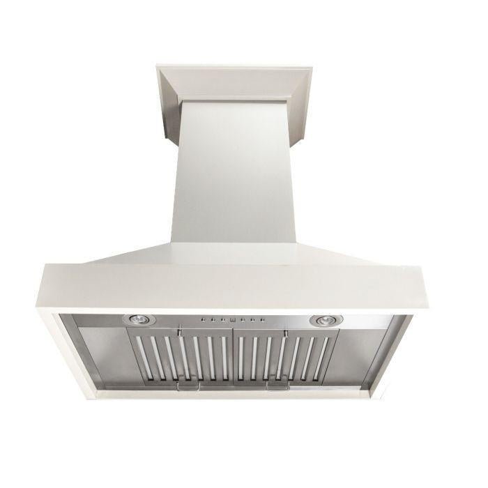 ZLINE 48 in. Wooden Wall Mount Range Hood in White, KBTT-48 - Smart Kitchen Lab
