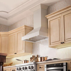 ZLINE 48 in. Wooden Wall Mount Range Hood in White, KBTT-48 - Smart Kitchen Lab