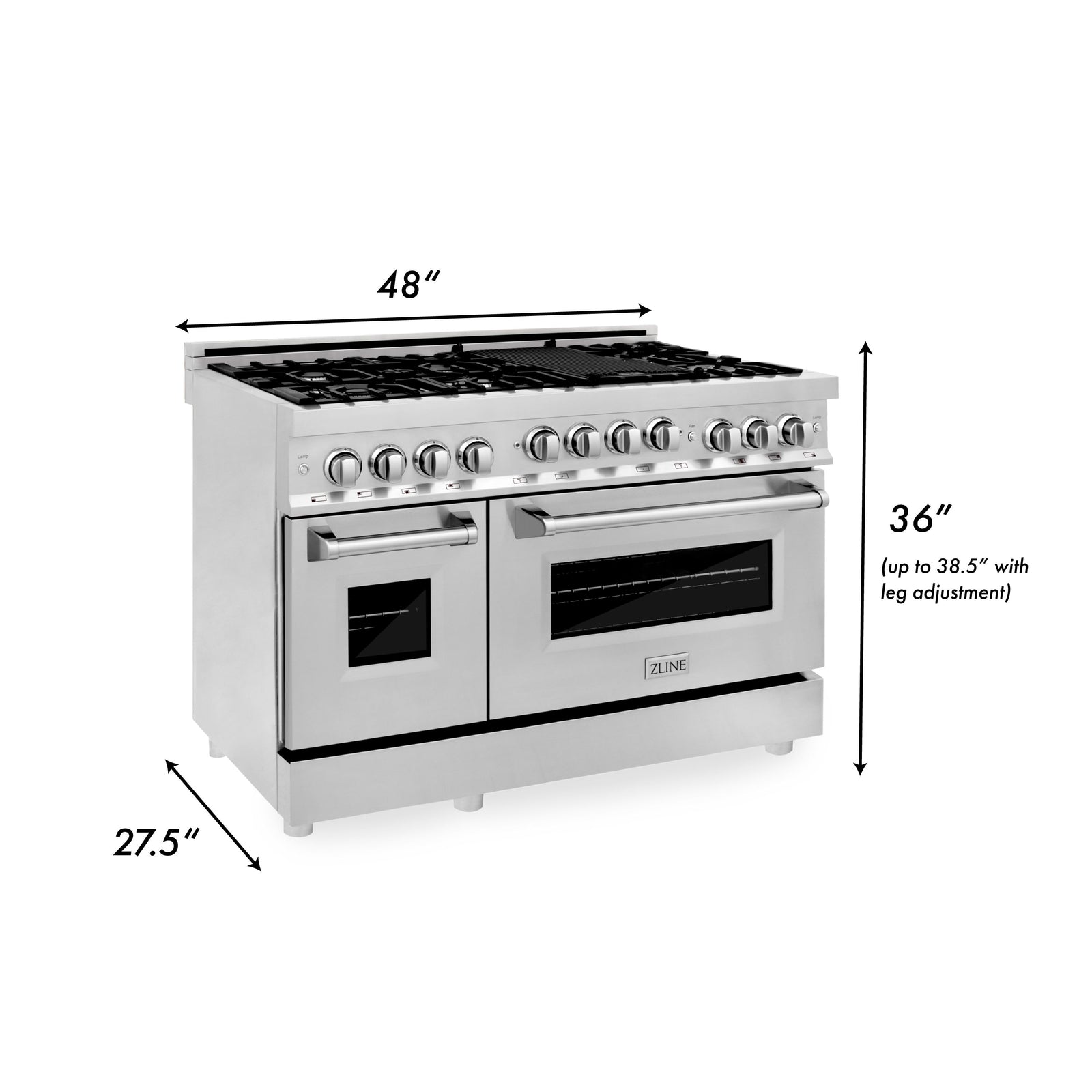ZLINE 48 Inch 6.0 cu. ft. Range with Gas Cooktop and Gas Oven in Stainless Steel, RG48 - Smart Kitchen Lab
