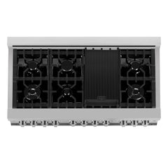 ZLINE 48 Inch 6.0 cu. ft. Range with Gas Stove and Gas Oven in Stainless Steel and Red Gloss Door, RG-RG-48 - Smart Kitchen Lab