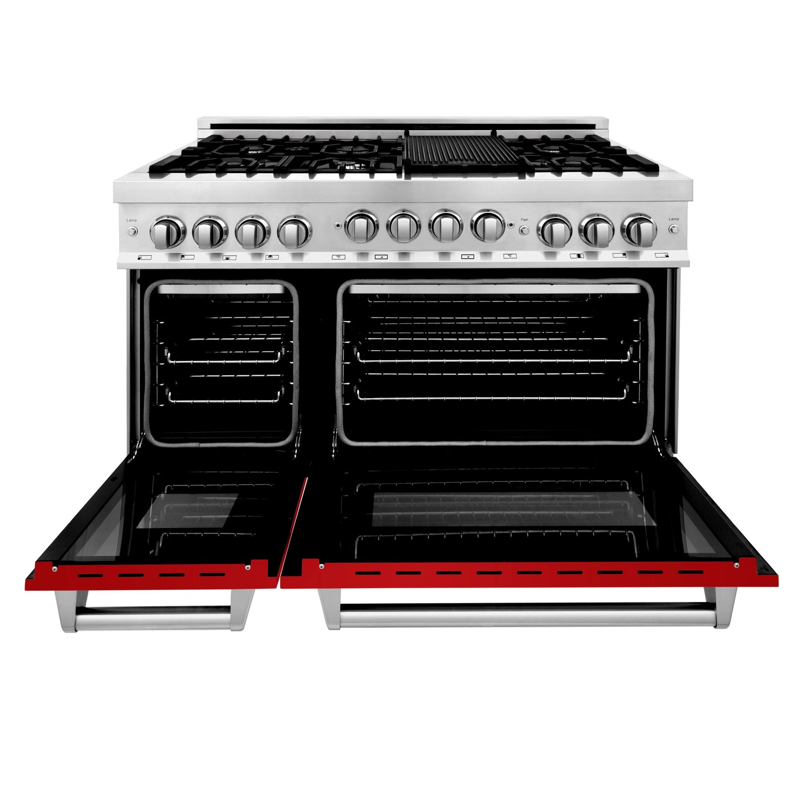 ZLINE 48 Inch 6.0 cu. ft. Range with Gas Stove and Gas Oven in Stainless Steel and Red Gloss Door, RG-RG-48 - Smart Kitchen Lab