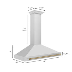 ZLINE 48 Inch Autograph Edition Stainless Steel Range Hood with Champagne Bronze Handle, KB4STZ-48-CB - Smart Kitchen Lab