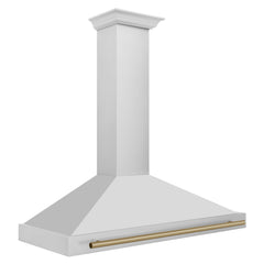 ZLINE 48 Inch Autograph Edition Stainless Steel Range Hood with Champagne Bronze Handle, KB4STZ-48-CB - Smart Kitchen Lab