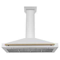 ZLINE 48 Inch Autograph Edition Stainless Steel Range Hood with Champagne Bronze Handle, KB4STZ-48-CB - Smart Kitchen Lab