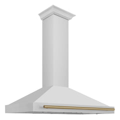 ZLINE 48 Inch Autograph Edition Stainless Steel Range Hood with Champagne Bronze Handle, KB4STZ-48-CB - Smart Kitchen Lab