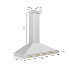 ZLINE 48 Inch Autograph Edition Stainless Steel Range Hood with Gold Handle, KB4STZ-48-G - Smart Kitchen Lab