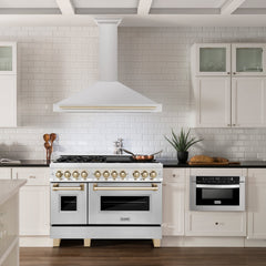 ZLINE 48 Inch Autograph Edition Stainless Steel Range Hood with Gold Handle, KB4STZ-48-G - Smart Kitchen Lab