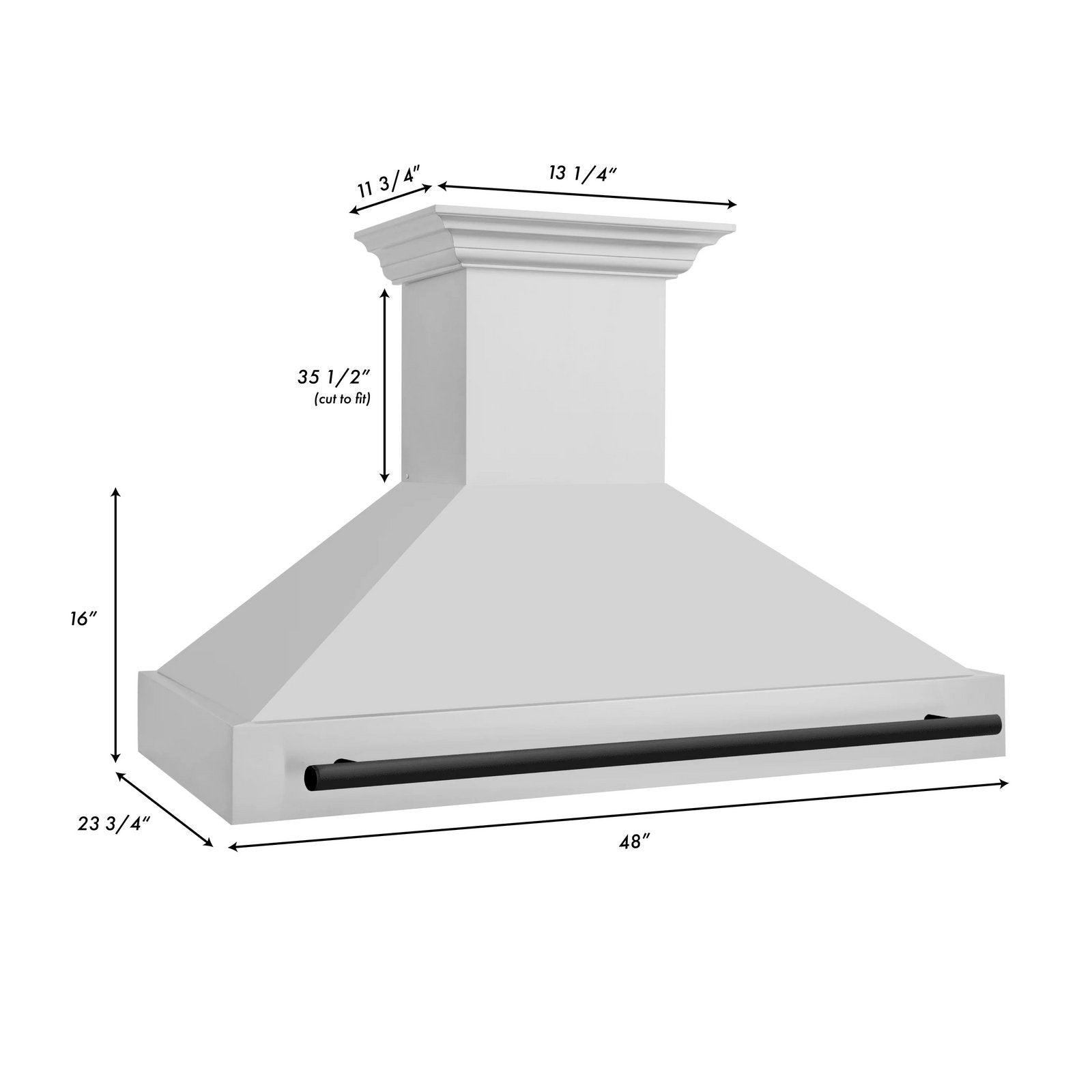 ZLINE 48 Inch Autograph Edition Stainless Steel Range Hood with Matte Black Handle, 8654STZ-48-MB - Smart Kitchen Lab