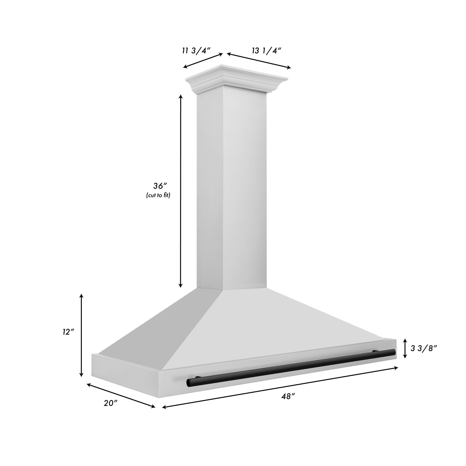 ZLINE 48 Inch Autograph Edition Stainless Steel Range Hood with Matte Black Handle, KB4STZ-48-MB - Smart Kitchen Lab