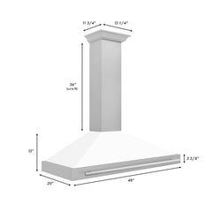 ZLINE 48 Inch DuraSnow® Stainless Steel Range Hood with White Matte Shell and Stainless Steel Handle, KB4SNX-WM-48 - Smart Kitchen Lab