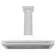 ZLINE 48 Inch DuraSnow® Stainless Steel Range Hood with White Matte Shell and Stainless Steel Handle, KB4SNX-WM-48 - Smart Kitchen Lab