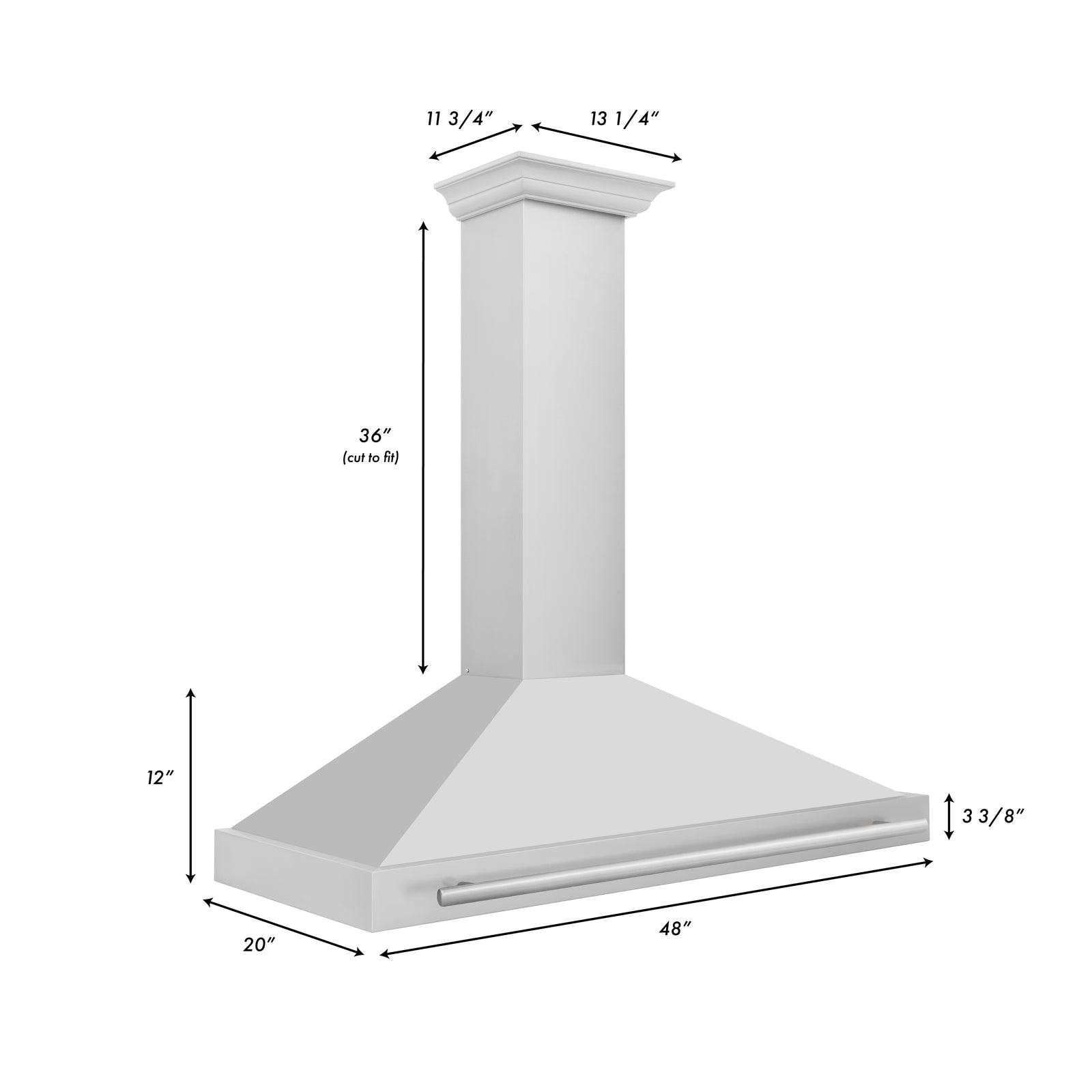 ZLINE 48 Inch Stainless Steel Range Hood with Stainless Steel Handle, KB4STX-48 - Smart Kitchen Lab