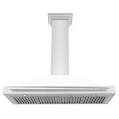ZLINE 48 Inch Stainless Steel Range Hood with White Matte Shell and Stainless Steel Handle, KB4STX-WM-48 - Smart Kitchen Lab